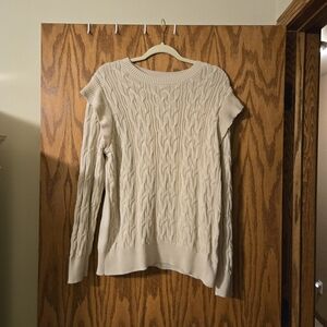 Elegant Beige Cable Knit Sweater